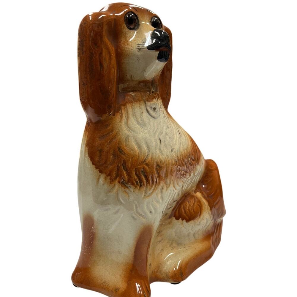 Vintage Brown Porcelain Spaniel Dog Statue 11” Figurine Staffordshire Style - Picture 2 of 12